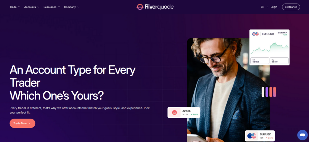 Choose your Trading Account with Riverquode
